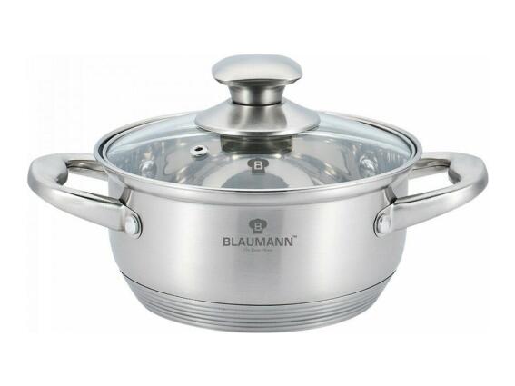 Blaumann Ρηχή Κατσαρόλα με Καπάκι 20 cm από Ανοξείδωτο Ατσάλι , Satin Gourmet Line BL-3308A
