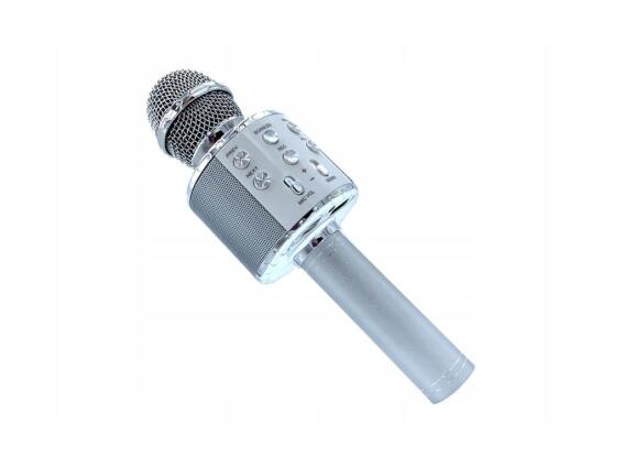 Aria Trade Ασύρματο Μικρόφωνο Καραόκε με Ενσωματωμένο Ηχείο Bluetooth MP3 Player Ασημί