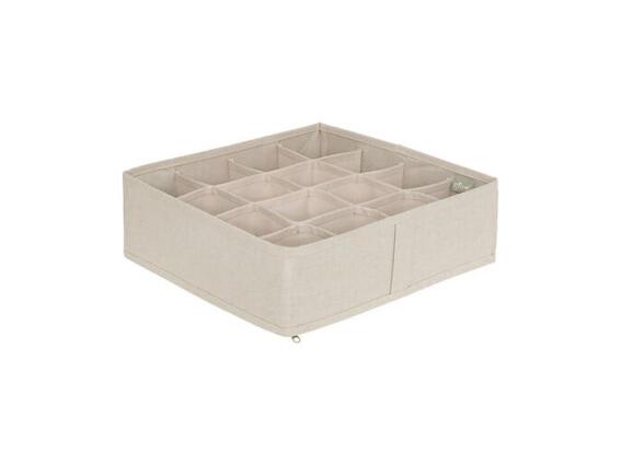 Θήκη Οργάνωσης Συρταριού με 16 Θήκες από Πολυεστέρα σε Μπεζ Χρώμα, 31x31x10 cm