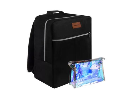 Αδιάβροχο Σακίδιο Πλάτης Backpack Ταξιδιού με Νεσεσέρ σε Μαύρο Χρώμα 38x24x18 cm