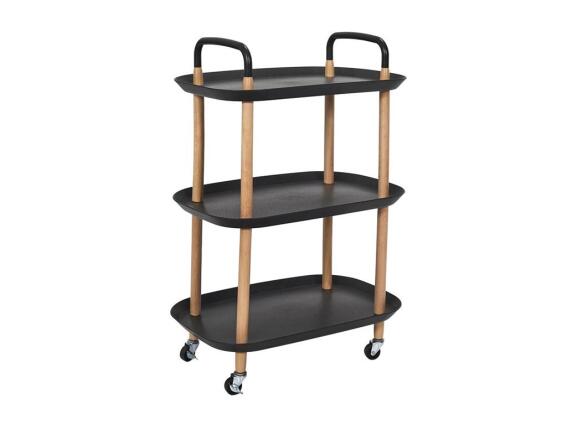 Τρόλεϊ Αποθήκευσης με 3 Ράφια, Πλαστικές Επιφάνειες και Μεταλλικό Σκελετό, 56x81x35.5 cm
