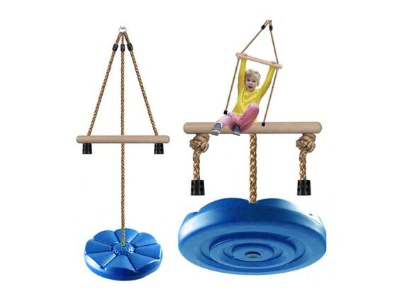 Παιδική Στρογγυλή Κούνια Κήπου Αντοχής 75kg σε Μπλε Χρώμα, 30x190 cm