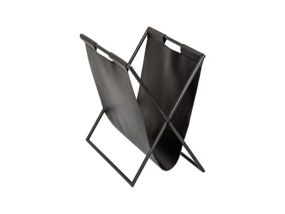 Μεταλλική Επιδαπέδια Θήκη για Περιοδικά και Εφημερίδες με Δερμάτινες Λεπτομέρειες, 37x22x35 cm