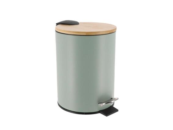 Μεταλλικός Κάδος Απορριμμάτων Χωρητικότητας 3L με Καπάκι από Bamboo, 17x20.5x23.5 cm