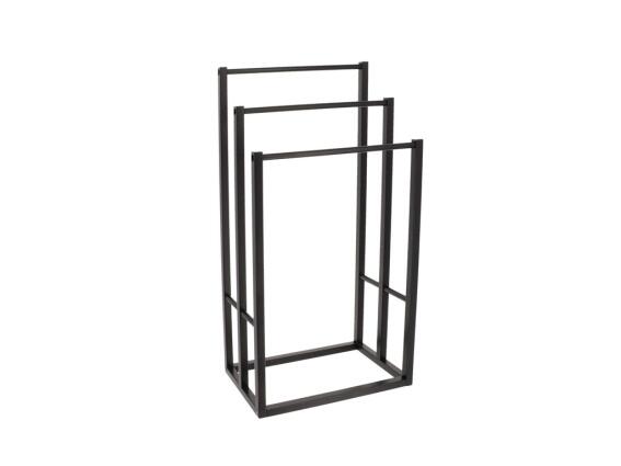 Ξύλινη Κρεμάστρα Δαπέδου για το Μπάνιο με 3 θέσεις για Πετσέτες Μπάνιου από Bamboo, σε Μαύρο Χρώμα