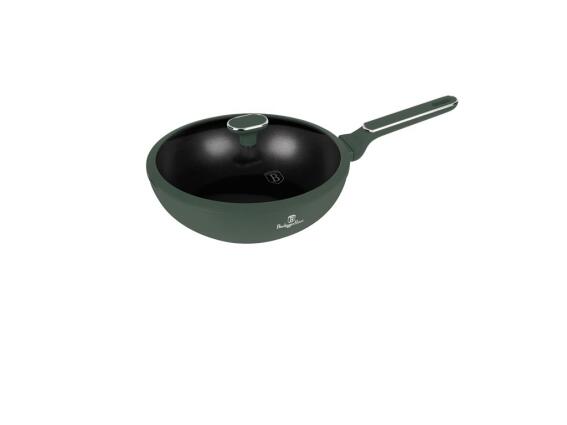 Berlinger Haus Αντικολλητικό Τηγάνι Γουοκ, Wok με Καπάκι 28cm Matte Green Collection BH-8159