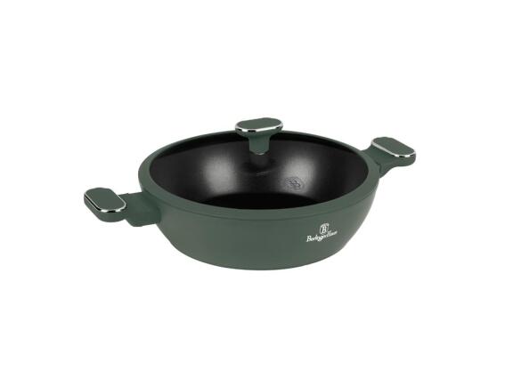 Berlinger Haus Αντικολλητική Ρηχή Κατσαρόλα 28cm με Γυάλινο Καπάκι, Matte Green Collection BH-8163