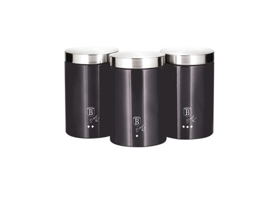 Berlinger Haus Σετ Μεταλλικά Βάζα 3 τεμ για Καφέ, Ζάχαρη, Τσάι, Carbon Pro Collection BH-6718