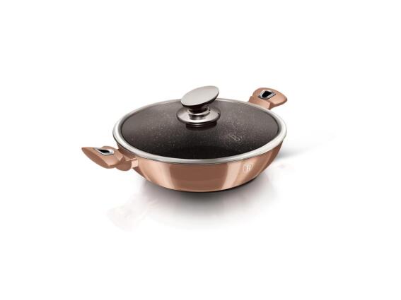 Berlinger Haus Τηγάνι Γουοκ Wok με Καπάκι 30 cm, Metallic Line Rose Gold Edition BH-7100