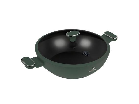 Berlinger Haus Τηγάνι Γουοκ Wok με Καπάκι 30 cm, Matte Green Collection BH-8160