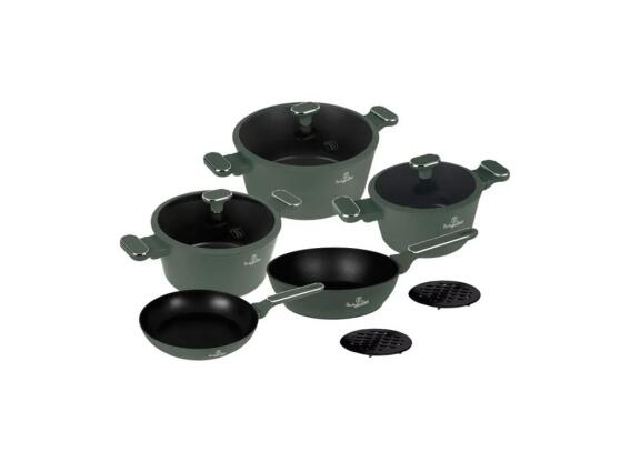 Berlinger Haus Σετ Μαγειρικά Σκεύη 10 Τεμ από Αλουμίνιο, Matte Green Collection BH-8207N