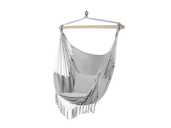 Αιώρα κάθισμα Υφασμάτινη Καρέκλα Αιώρα Boho Στυλ Βραζιλιάνικη σε Γκρι Χρώμα με 2 Μαξιλάρια