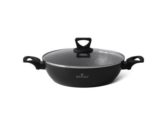 Edenberg Ρηχή Κατσαρόλα 28cm Αντικολλητική με Μαρμάρινη Επίστρωση και Γυάλινο Καπάκι, EB-7464