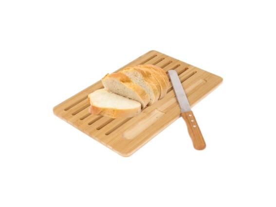 Cheffinger Σετ Ξύλο Κοπής Ψωμιού από Μπαμπού με Μαχαίρι από Ανοξείδωτο Ατσάλι, CF-BCB41