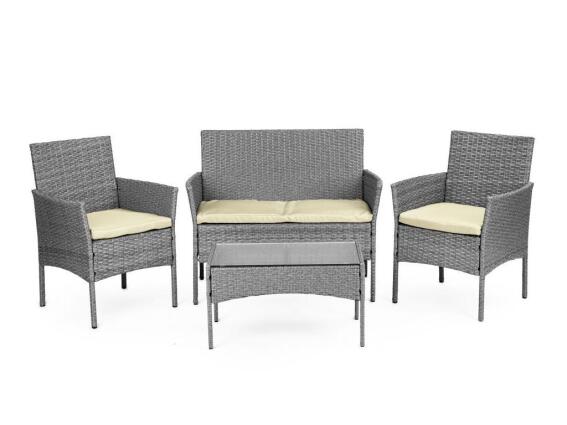 Σετ 'Eπιπλα Kήπου και Bεράντας 4 Τεμ απο Rattan με Μαξιλάρια, σε Γκρι Χρώμα, CRF1720 LIGHT GREY