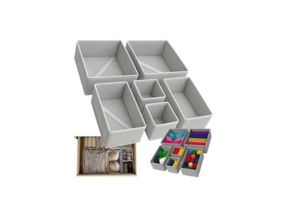 Σετ Θήκες Οργάνωσης 6 Τεμαχίων Συρταριού για Εσώρουχα, Κάλτσες και Αξεσουάρ σε Γκρι Χρώμα