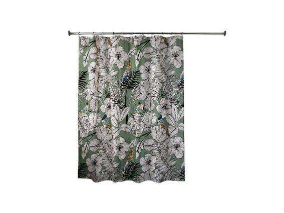 Κουρτίνα Μπάνιου από PEVA με Σχέδιο Τροπικά Φύλλα και Παπαγάλοι, 180x180 cm