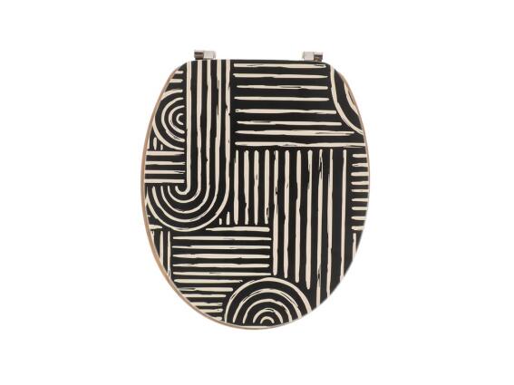 Ξύλινο Καπάκι Τουαλέτας από MDF 18'' με Ανοξείδωτους Μεντεσέδες σε Μαύρο Χρώμα