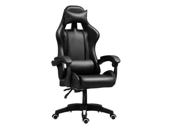 Καρέκλα Gaming από Δερματίνη με Υποπόδιο, Ρυθμιζόμενη Ανάκλιση και Οσφυϊκό Μαξιλάρι, 60x112-122 cm