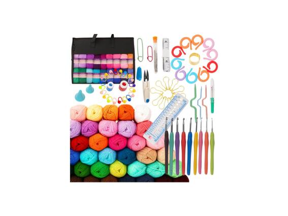 Σετ Πλεξίματος με Βελονάκια, Νήματα και Αξεσουάρ 113 Τεμαχίων με Τσάντα Μεταφοράς XXL