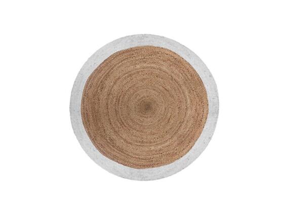 Στρογγυλό Χαλί από Φυσική Γιούτα με Λευκό Περίγραμμα, Διαμέτρου 120 cm