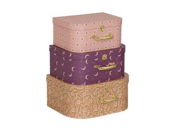 Σετ Παιδικές Διακοσμητικές Βαλίτσες, 3 Τεμαχίων με Μαγικά Σχέδια και Χρυσές Λεπτομέρειες