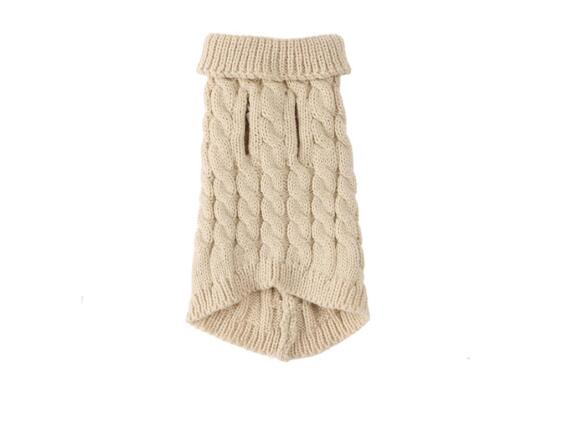 Πλεκτό Πουλόβερ για Σκύλους και Γάτες με Ζιβάγκο Small σε Μπεζ Χρώμα