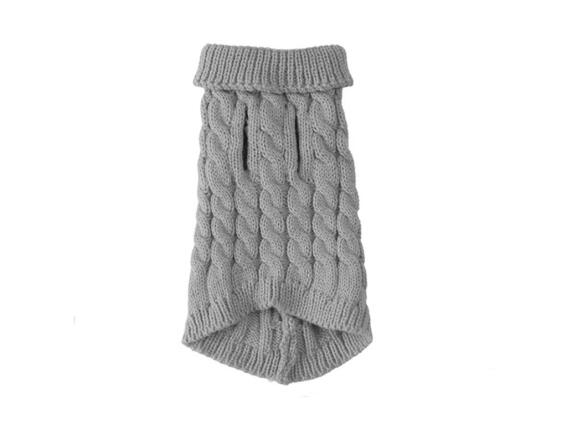 Πλεκτό Πουλόβερ για Σκύλους και Γάτες με Ζιβάγκο Medium σε Γκρι Χρώμα