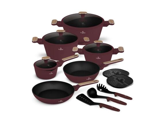 Berlinger Haus Σετ Αντικολλητικά  Μαγειρικά Σκεύη 15 Τεμ από Αλουμίνιο, Leonardo Collection BH-8306