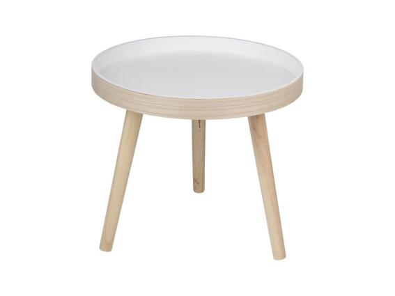 Στρογγυλό Βοηθητικό Τραπέζι Σαλονιού με Ξύλινη Επιφάνεια, 40x36 cm, Side Table