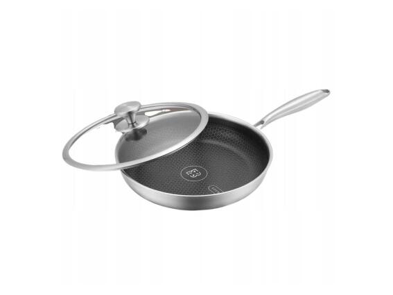 Edenberg Ανοξείδωτο Τηγάνι 26cm με Γυάλινο Καπάκι και Αντικολλητική Επίστρωση Honeycomb, EB-7645