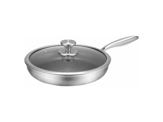 Edenberg Τηγάνι 24cm από Ανοξείδωτο Ατσάλι με Καπάκι με Αντικολλητική Επίστρωση, EB-6933
