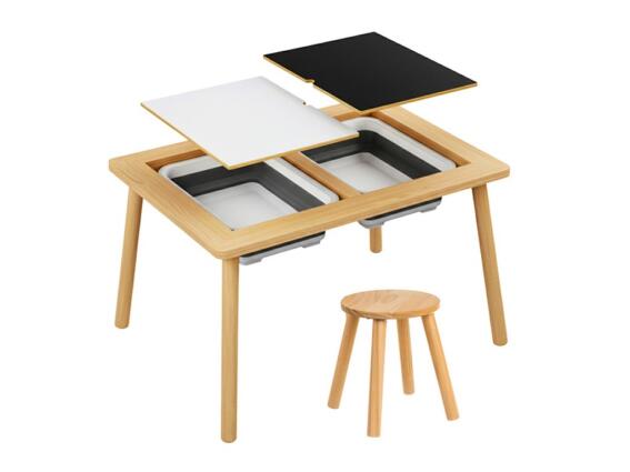 Παιδικό Ξύλινο Εκπαιδευτικό Τραπέζι Δραστηριοτήτων με Δοχεία Άμμου και Νερού XL, 51.5x52x72 cm