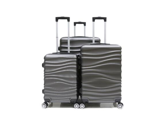 Σετ Βαλίτσες Ταξιδίου ABS 3 τμχ με Τηλεσκοπική Λαβή Ροδάκια και Κλείδωμα Ασφαλείας Γκρι, ABS04 GRAY