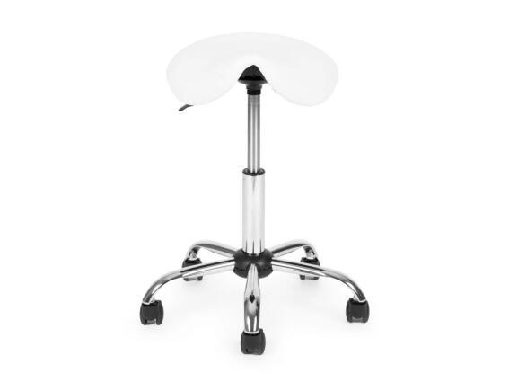 Περιστρεφόμενο Σκαμπό Αισθητικής, με Μεταλλική Βάση, σε λευκό χρώμα, 49x49x45 cm