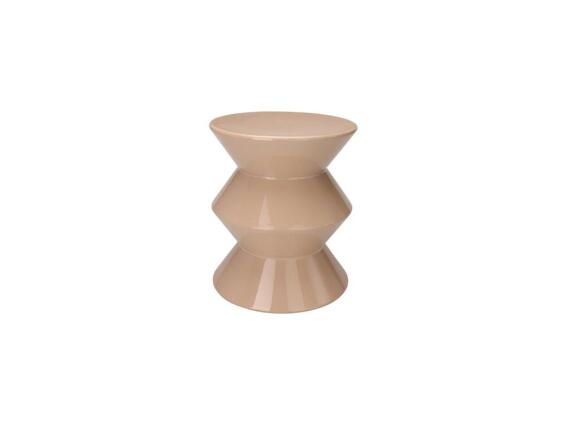 Βοηθητικό Τραπεζάκι Μεταλλικό Κομοδίνο Γυαλιστερό σε Χρώμα της Άμμου, 31x31x36 cm, Side Table