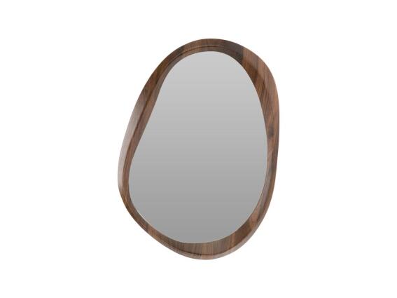 Ασύμμετρος Καθρέφτης τοίχου με Ξύλινη Καφέ Κορνίζα από Μάνγκο 38x55 cm