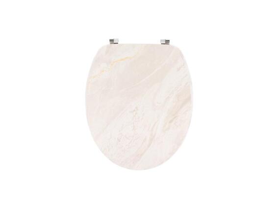 Ξύλινο Καπάκι Λεκάνης Μπάνιου με Σχέδιο Μάρμαρο σε Μπεζ Χρώμα από MDF, 37.5x5.5x50 cm