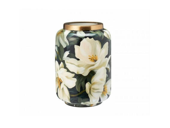 Μεταλλικό Διακοσμητικό Βάζο, με σχέδιο Λουλούδια, 15x15x20.5 cm