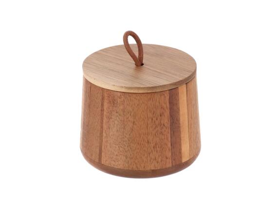 Δοχείο Μπάνιου με Καπάκι από Ξύλο Ακακίας για Aποθήκευση Μικροαντικειμένων, 11x9 cm