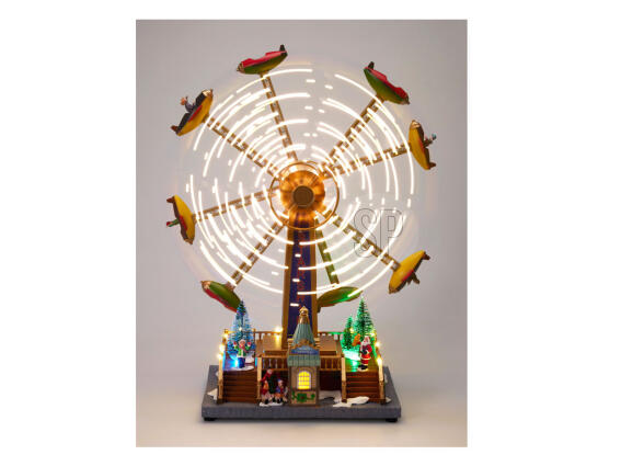 Χριστουγεννιάτικο Φωτιζόμενο Διακοσμητικό, Ρόδα Λούνα Πάρκ, με Μουσική και Κίνηση, 36.5x19x47.6 cm