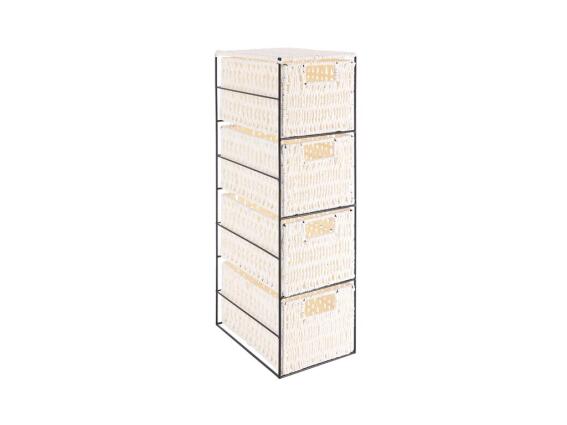 Μεταλλική Συρταριέρα Μπάνιου με 4 Καλάθια σε Λευκό Χρώμα, 18x64 cm