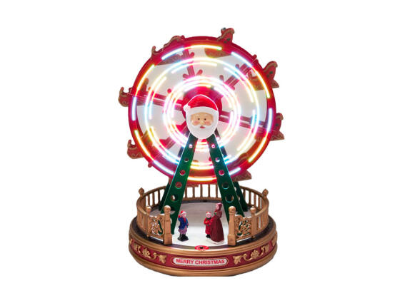 Χριστουγεννιάτικο Διακοσμητικό Ρόδα Λούνα Πάρκ, με Κίνηση, Led Φωτισμό και Usb, 19.5x19.5x28.5 cm