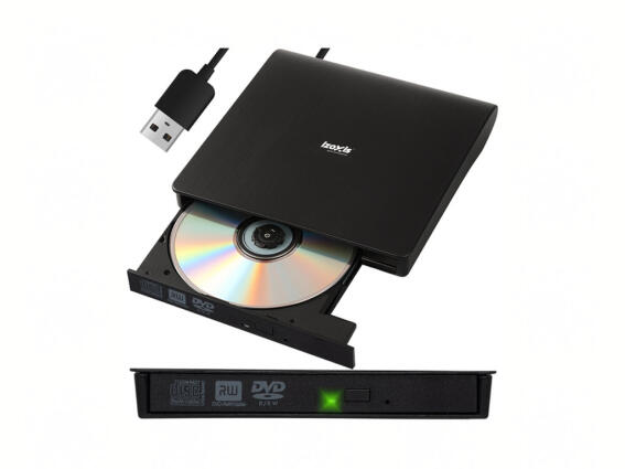 Izoxis Εξωτερικός Οδηγός Εγγραφής Ανάγνωσης CD/DVD για Laptop και Desktop, 14.6x14.5x2 cm