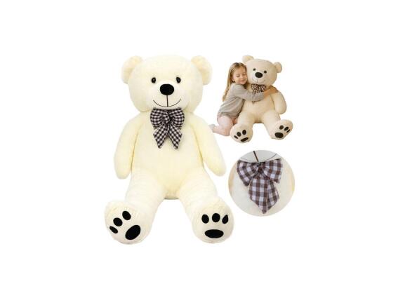 Μεγάλο Λούτρινο Μαλακό Αρκουδάκι Αγκαλιάς 140 cm, σε Εκρού χρώμα με Φιόγκο