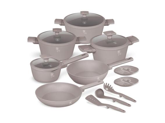 Berlinger Haus BH-8111N Σετ Αντικολλητικά Μαγειρικά Σκεύη 15 Τεμ Taupe Collection