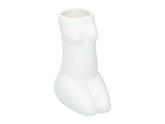 Arti Casa Διακοσμητικό Βάζο 21cm από Δολομίτη, σε Σχήμα Γονατιστή Γυναικεία Φιγούρα, 22405 Λευκό