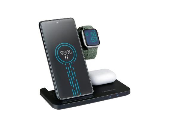 Grundig Πτυσσόμενη Ασύρματη Βάση Φόρτισης, για Smartphone, Smartwatch σε Μαύρο Χρώμα, 35870