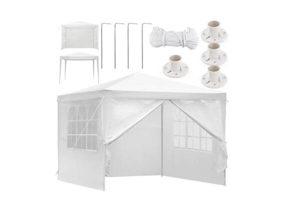 Gazebo Κιόσκι Κήπου, Τέντα με Αφαιρούμενα Πάνελ, σε Λευκό χρώμα, 3x3m