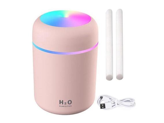 Υγραντήρας Αέρα και Διαχυτής Αρώματος, Χωρητικότητας 300ml με LED φωτισμό σε Γκρι χρώμα, 7.8x11.9 cm